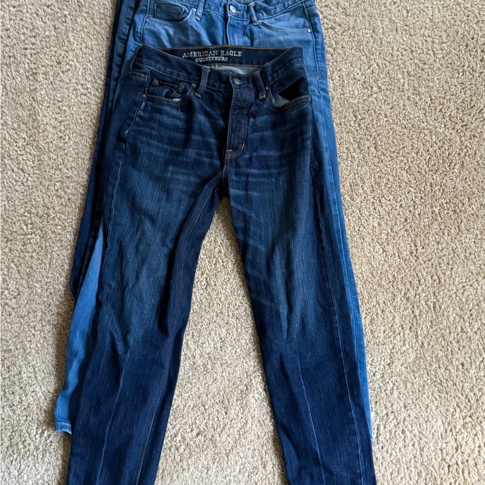 GAP Women's Dark and Light Blue Skinny Jeans